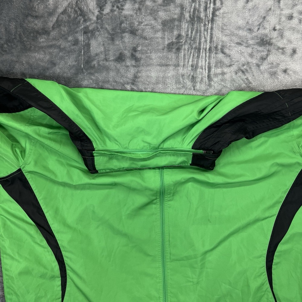 Adidas 2XL Windbreaker Jacket With Hood In Collar Green & Black Soccer Golf Coat - Picture 7 of 13
